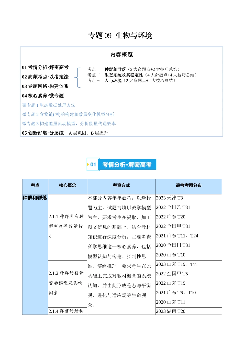 专题09 生物与环境(讲义)(原卷版).docx_第1页