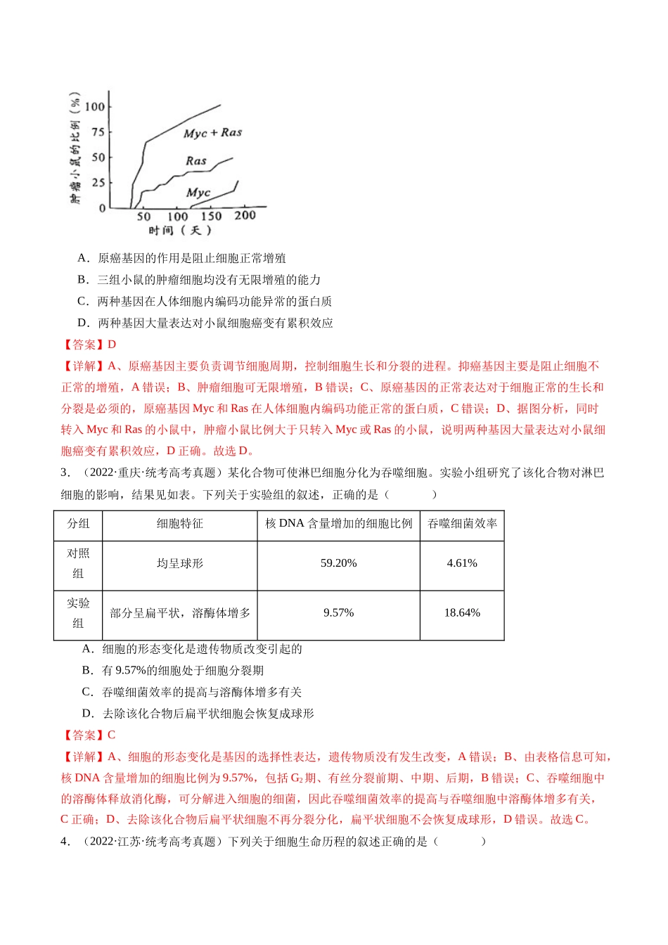 专题09 细胞的分化、衰老、凋亡及癌变（解析版）.docx_第3页
