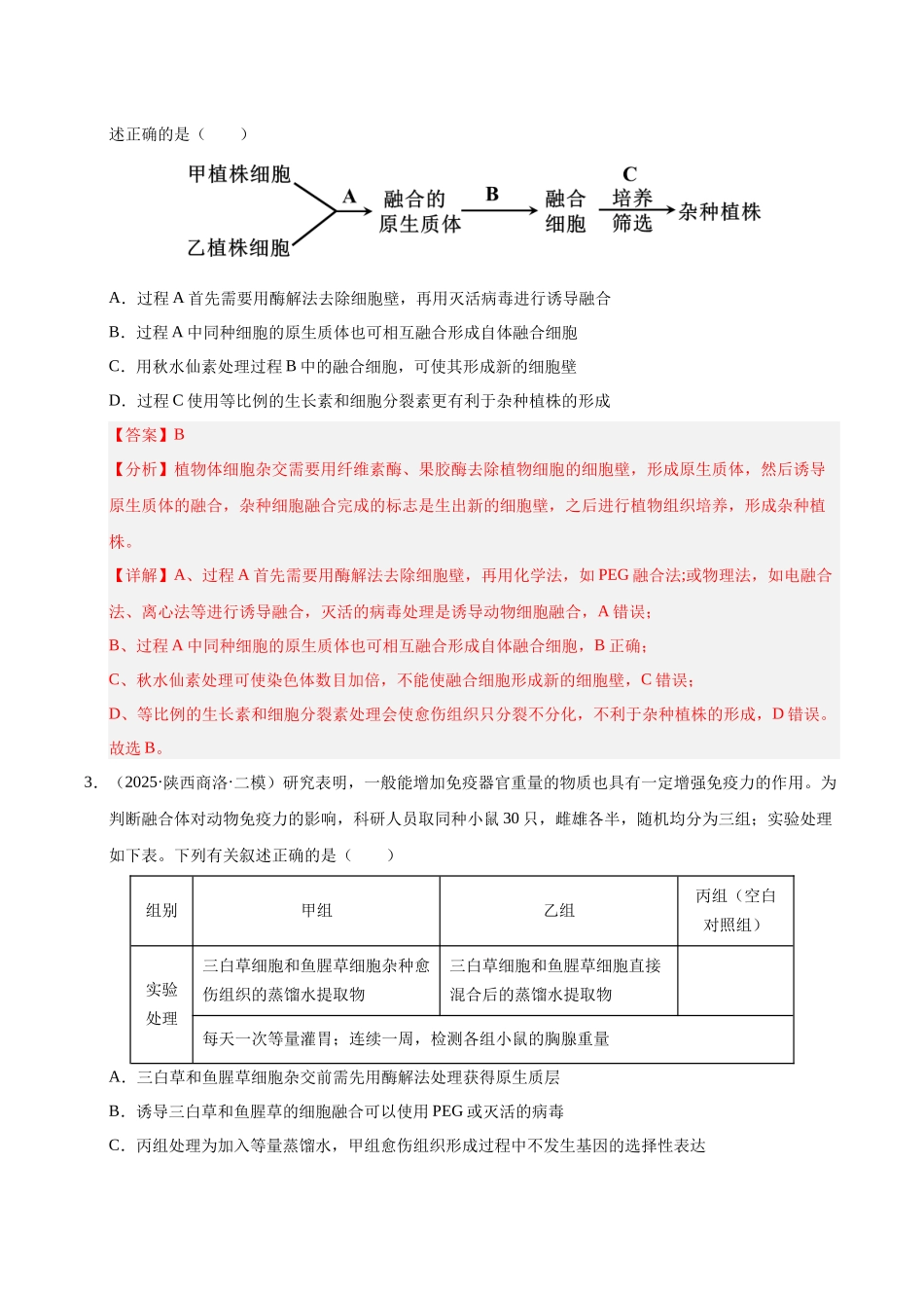 专题09 细胞工程与胚胎工程(陕西、山西、青海、宁夏专用)(教师版).docx_第2页