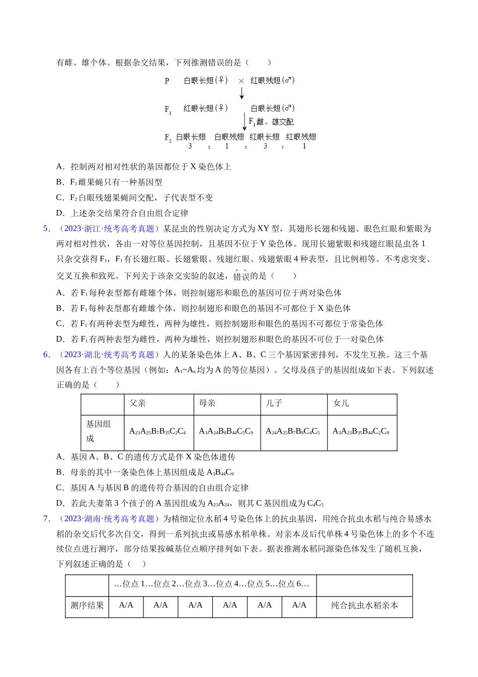 专题10 基因的自由组合定律-五年（2019-2023）高考生物真题分项汇编（全国通用）（学生版）.docx_第2页