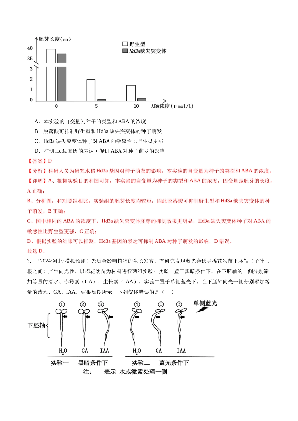 专题10 植物生命活动的调节（解析版）.docx_第2页