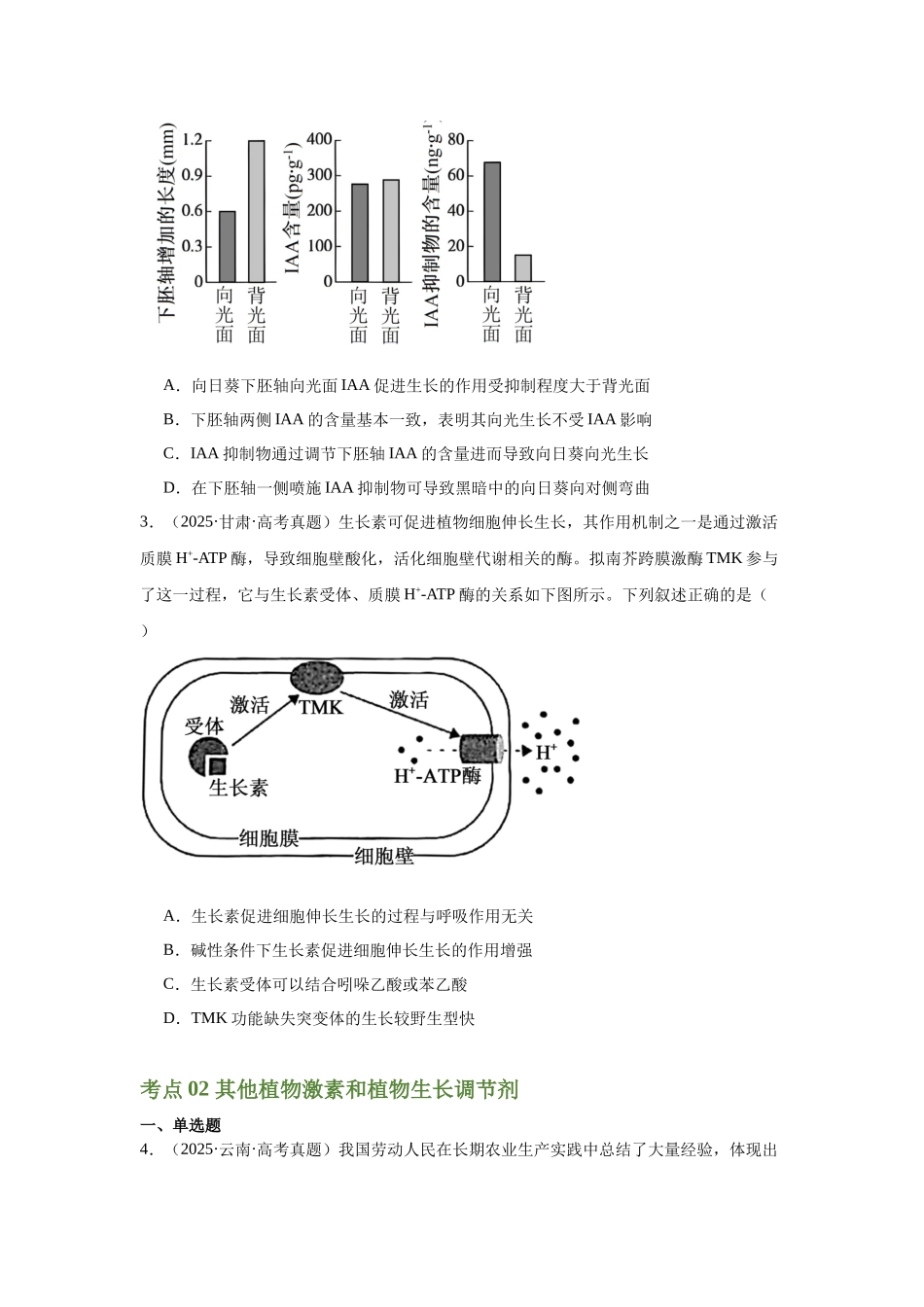 专题11  植物生命活动的调节（学生版）.docx_第2页