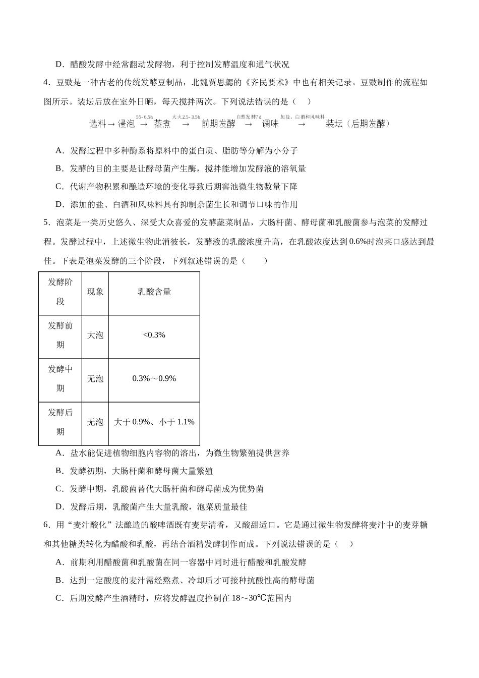 专题13 发酵工程（选择题60道）（原卷版）.docx_第2页