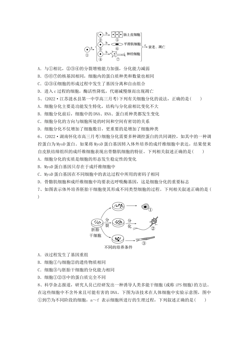 专题13 细胞的分化、衰老和死亡(精练)(原卷版).docx_第2页