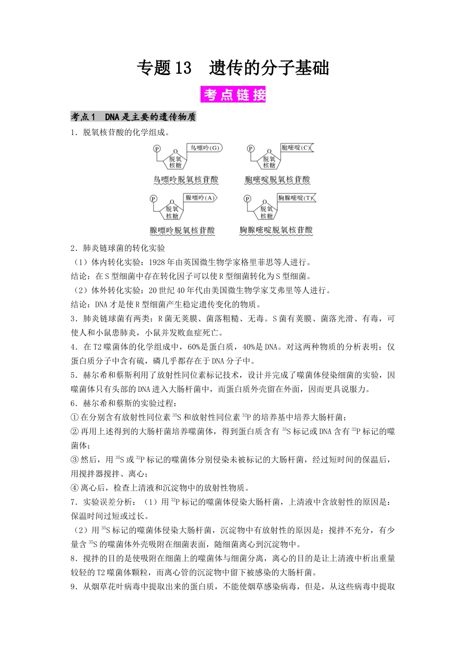 专题13 遗传的分子基础(解析版).docx_第1页