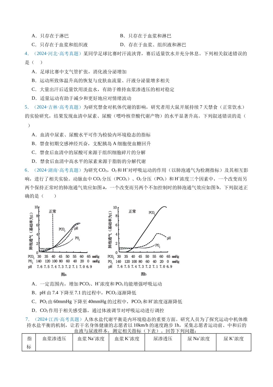 专题16 内环境及其稳态-(全国通用)(原卷版).docx_第2页