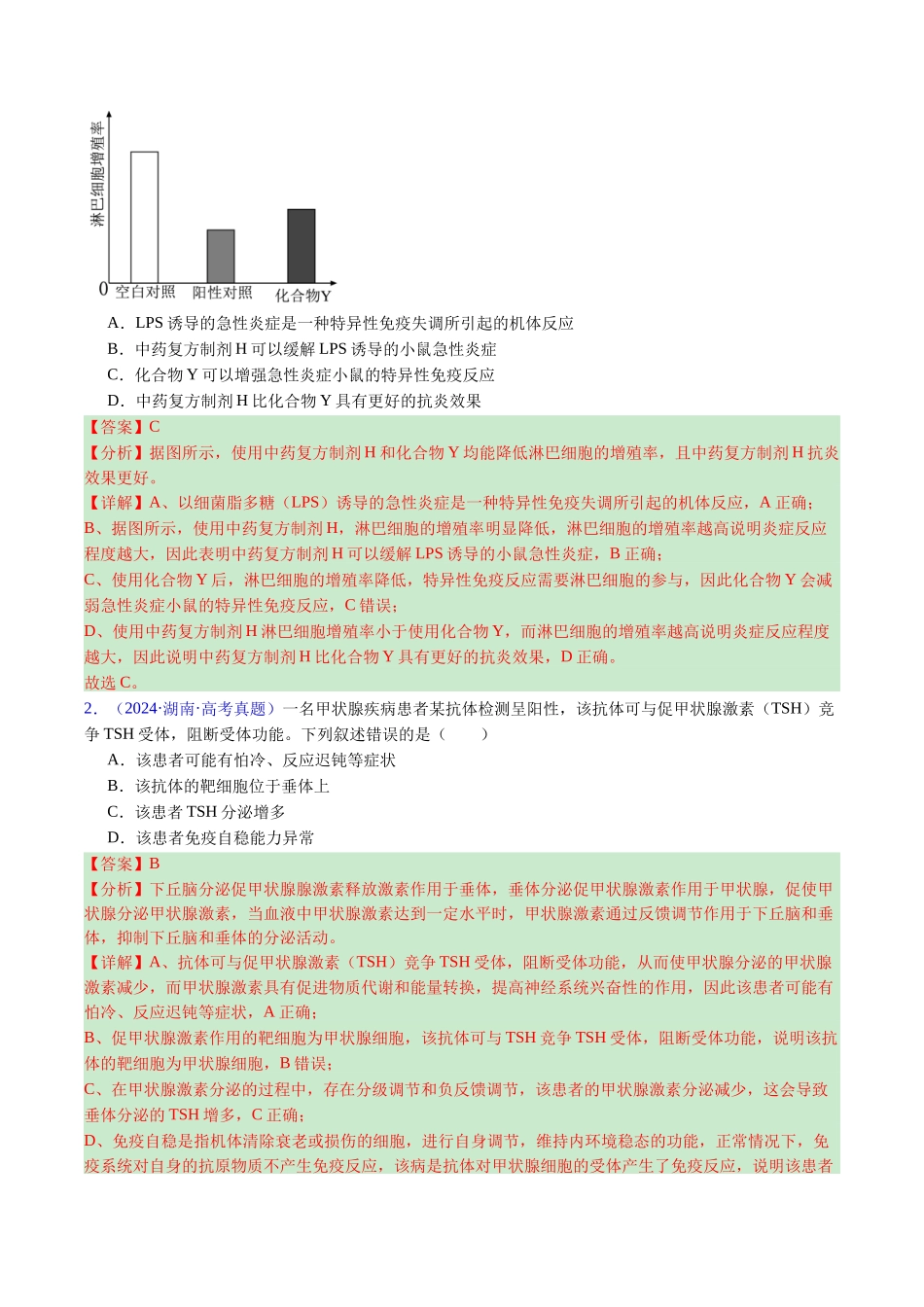 专题16 免疫调节(全国通用)(解析版).docx_第2页