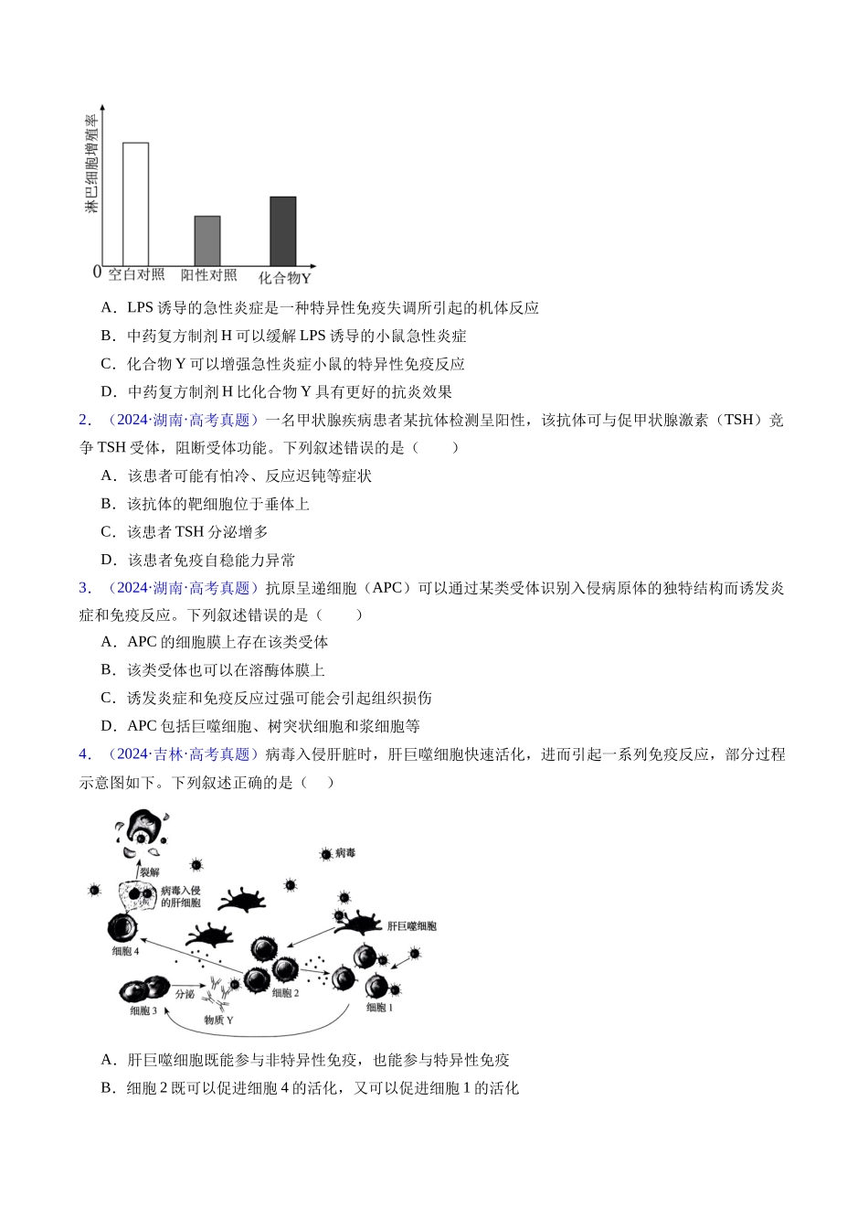 专题16 免疫调节（全国通用）（原卷版）.docx_第2页