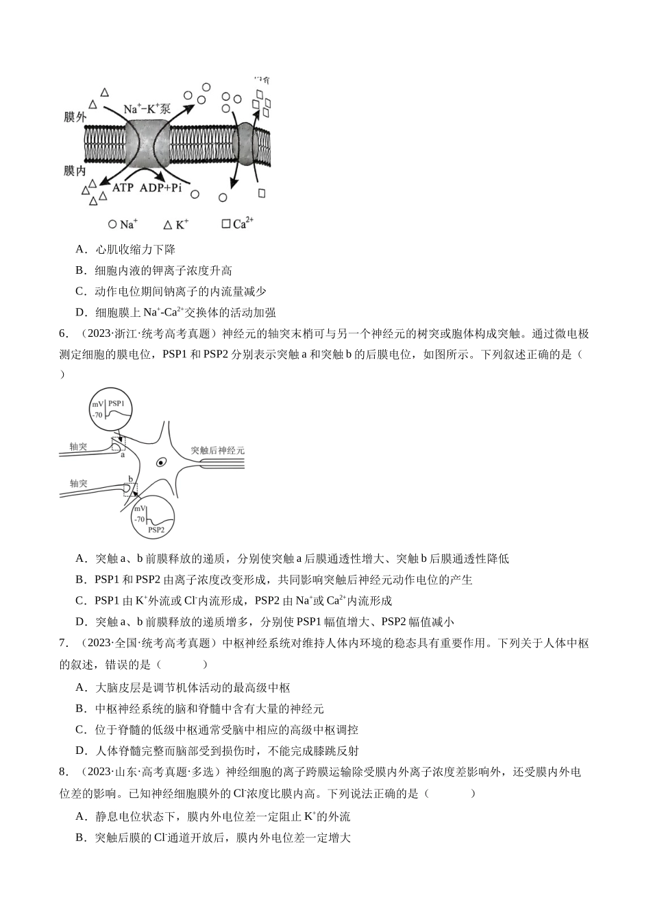 专题17 神经调节(原卷版).docx_第2页