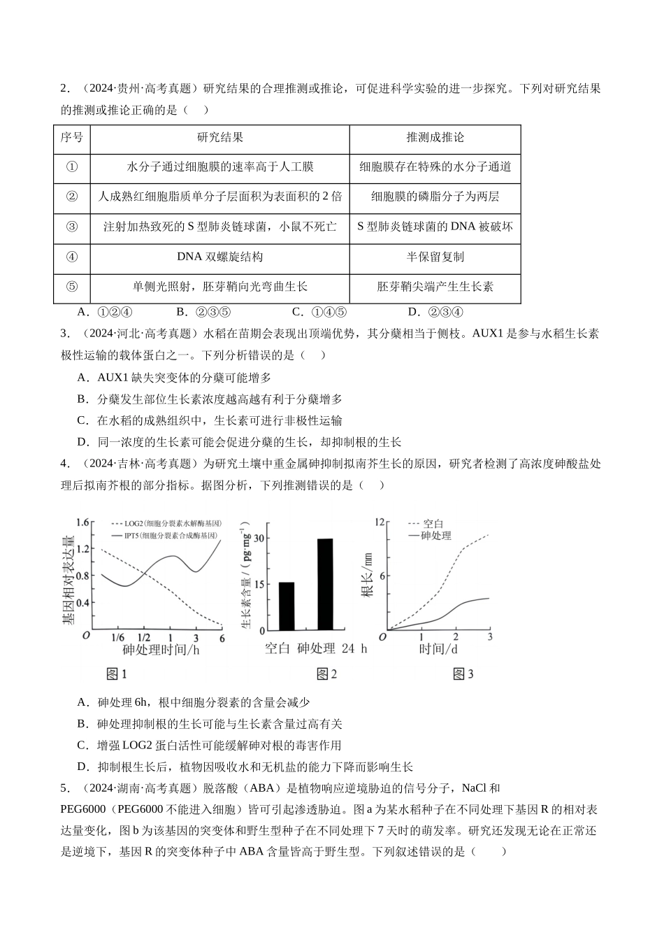 专题17 植物激素的调节(全国通用)(原卷版).docx_第2页