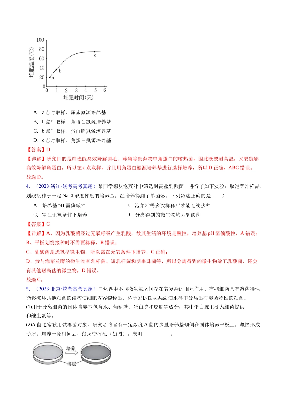 专题19 发酵工程-五年(2019-2023)高考生物真题分项汇编(全国通用)(教师版).docx_第2页
