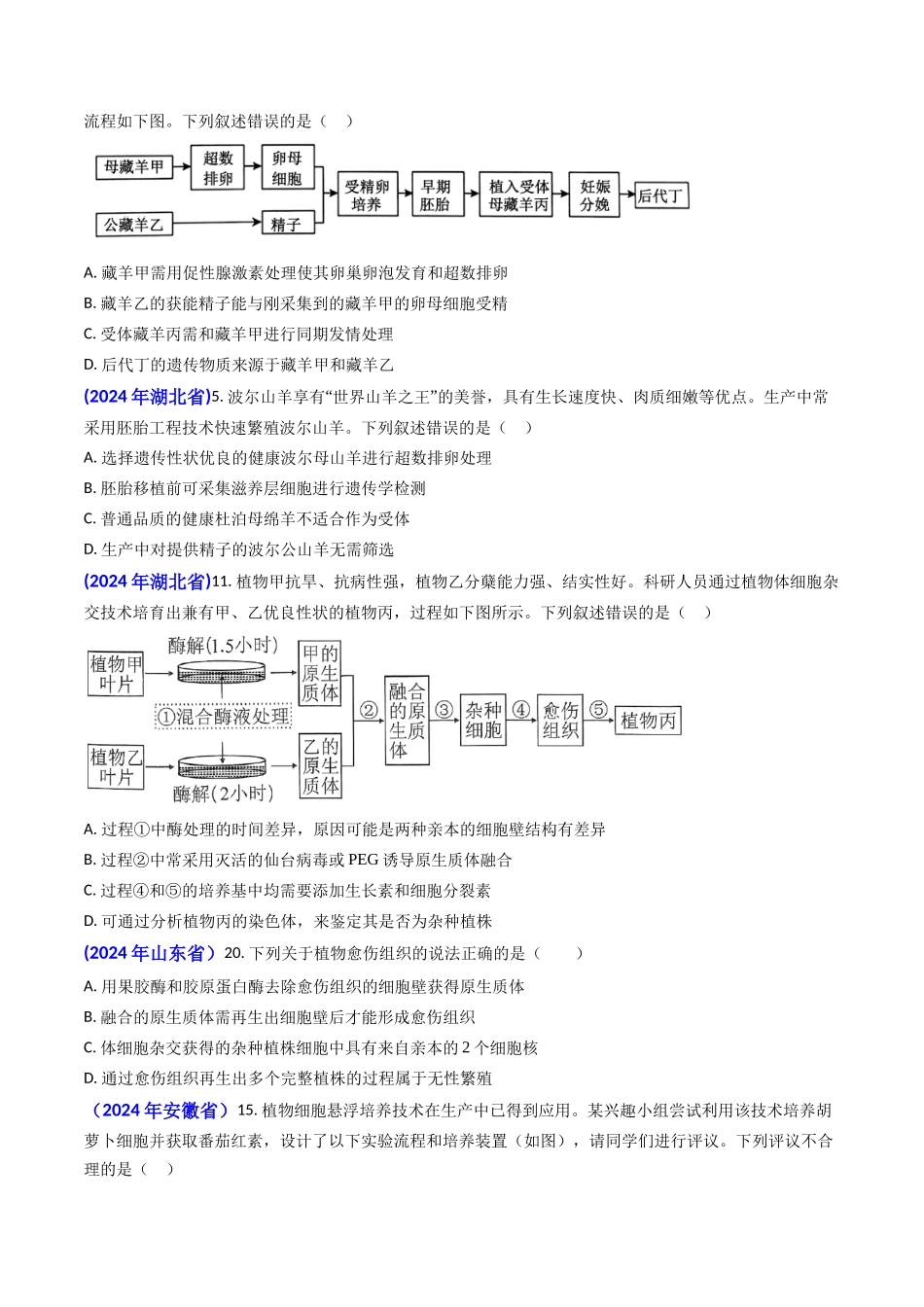 专题19 细胞工程、胚胎工程(原卷版）.docx_第2页