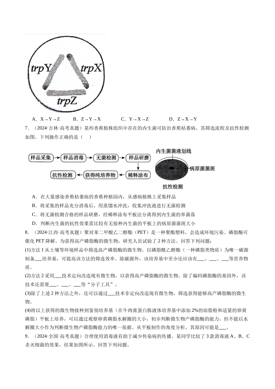 专题20 发酵工程(全国通用)(原卷版).docx_第3页