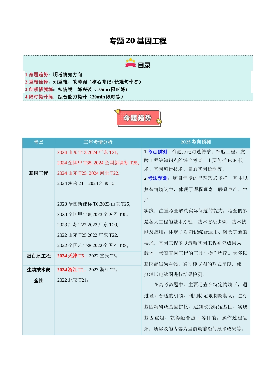 专题20 基因工程（解析版）.docx_第1页
