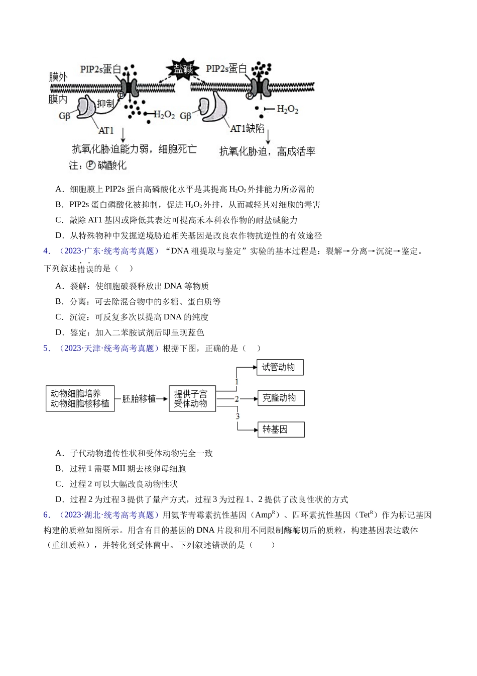 专题21 基因工程-五年(2019-2023)高考生物真题分项汇编(全国通用)(学生版).docx_第2页