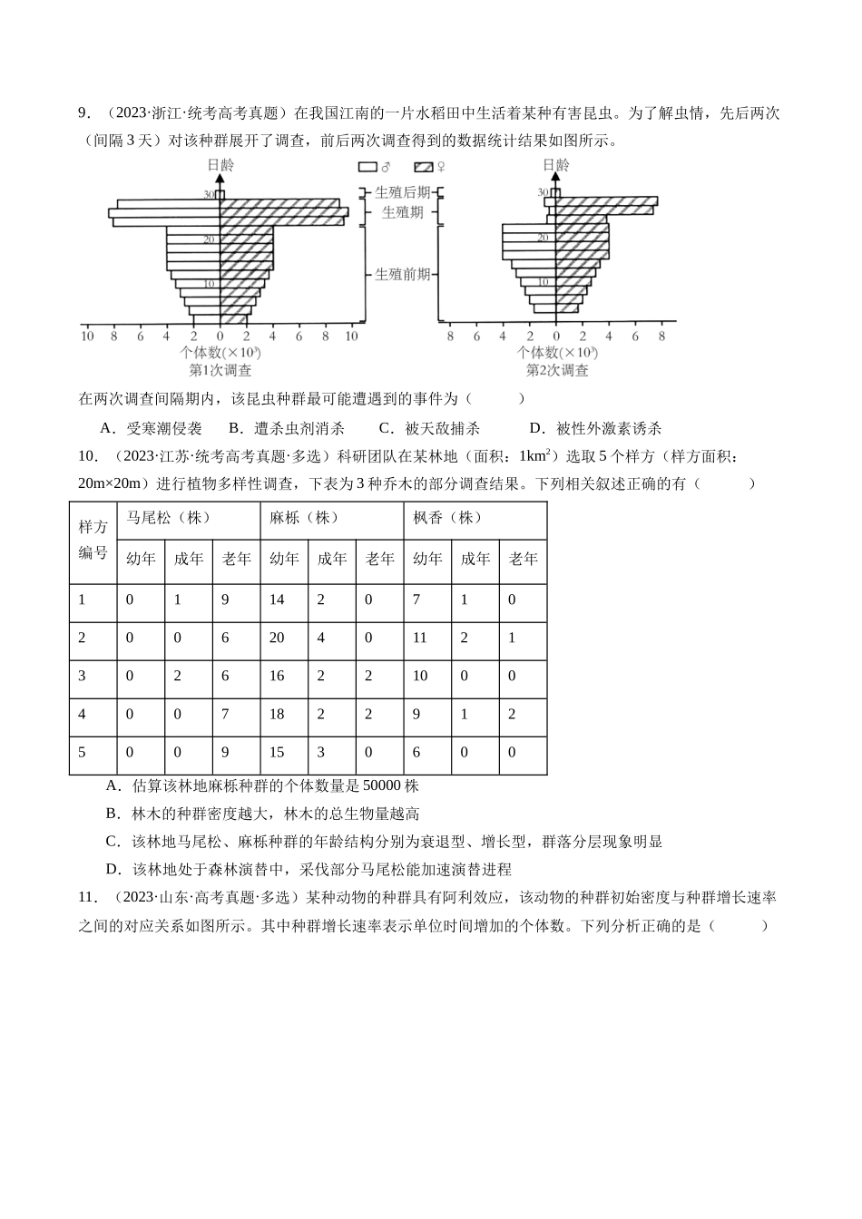 专题21 种群、群落(原卷版).docx_第3页