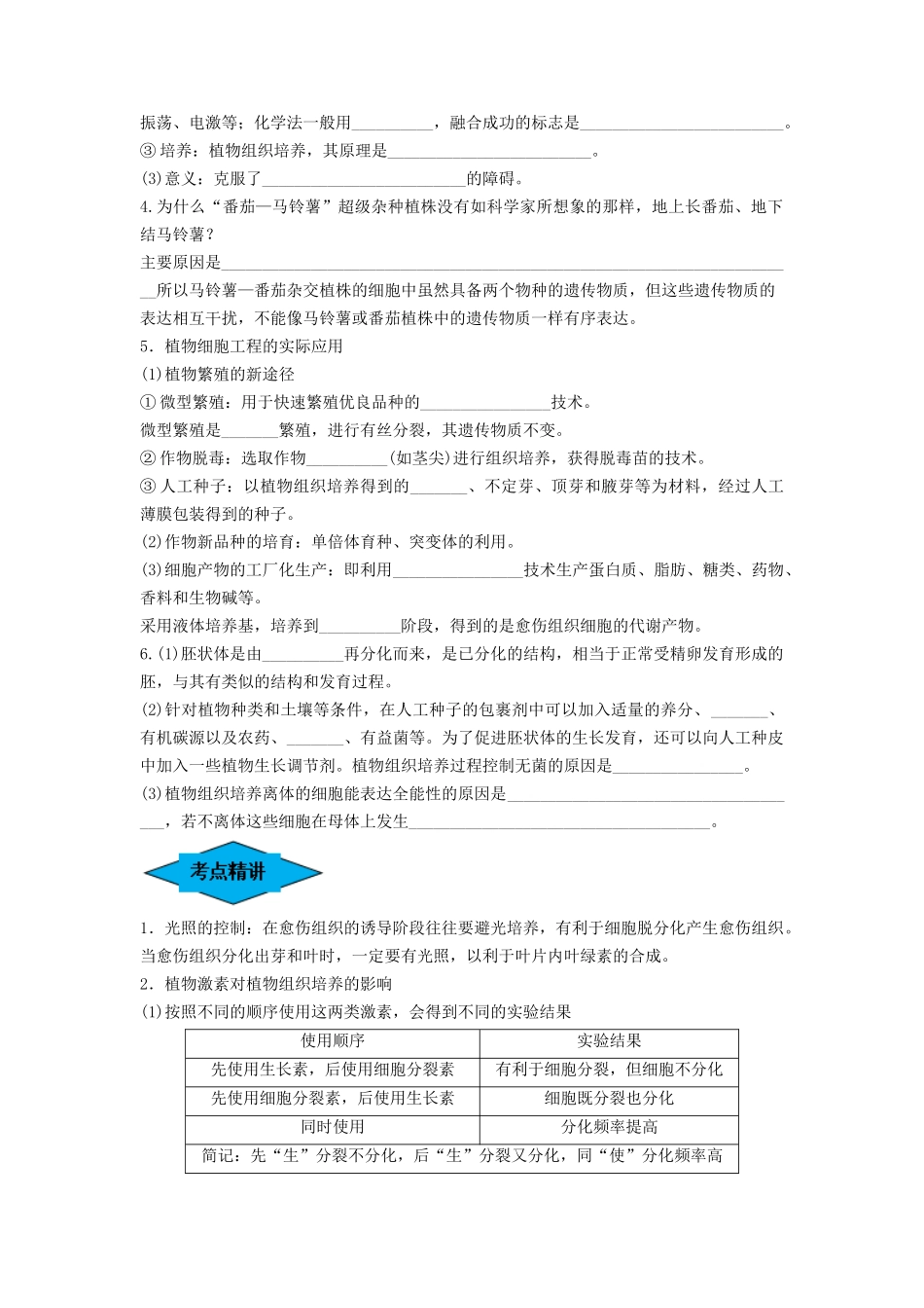专题33 细胞工程和胚胎工程(串讲)(原卷版).docx_第2页
