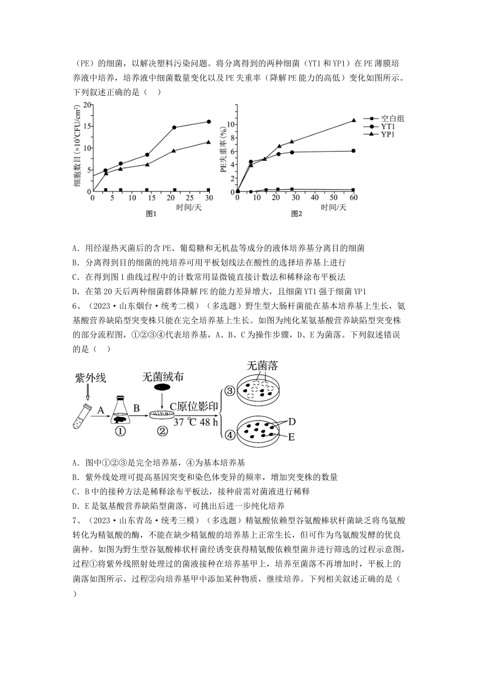 专题35 微生物的培养技术及应用（精练）（原卷版）.docx_第2页