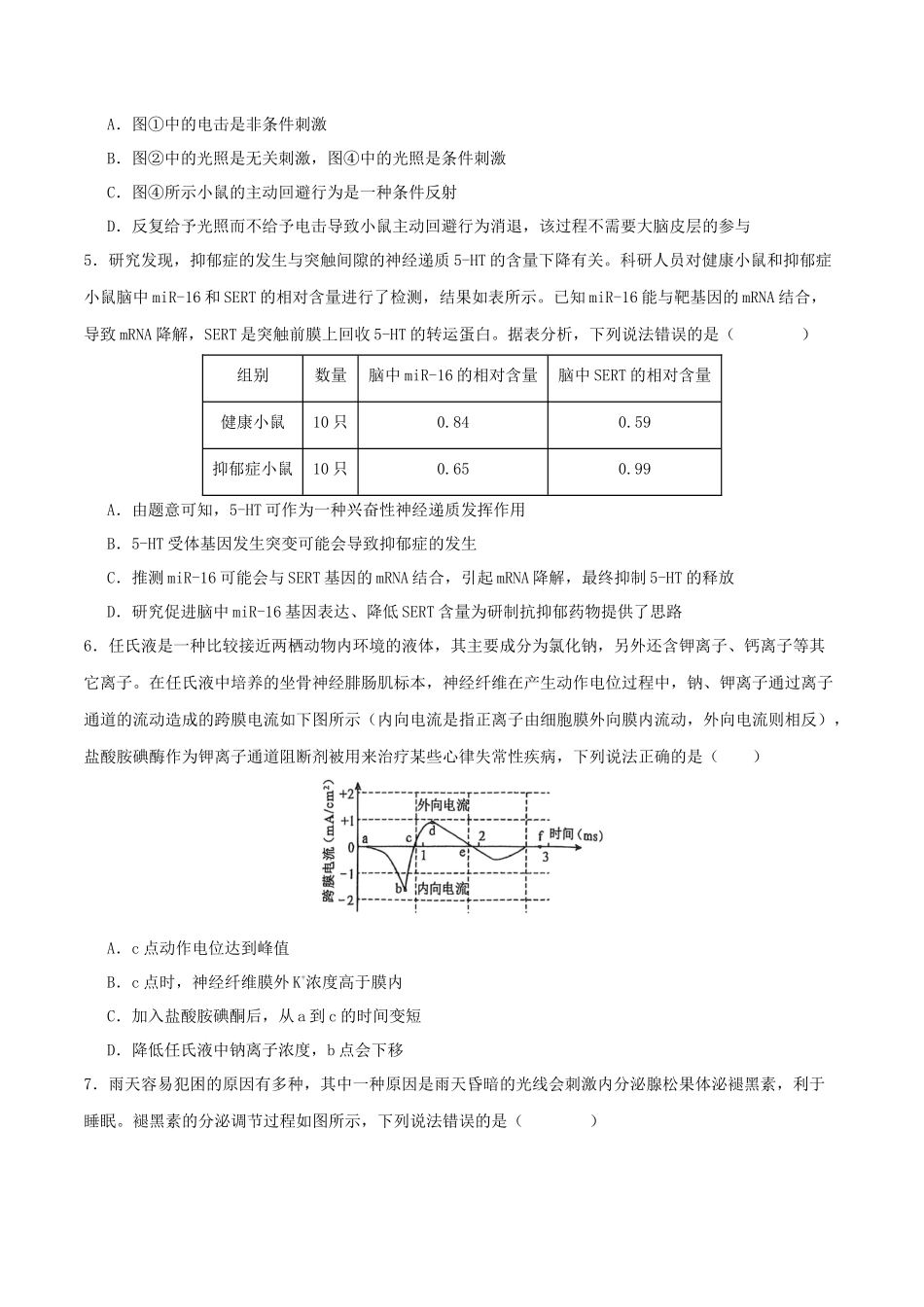 专题六 稳态与调节(学生版).docx_第2页