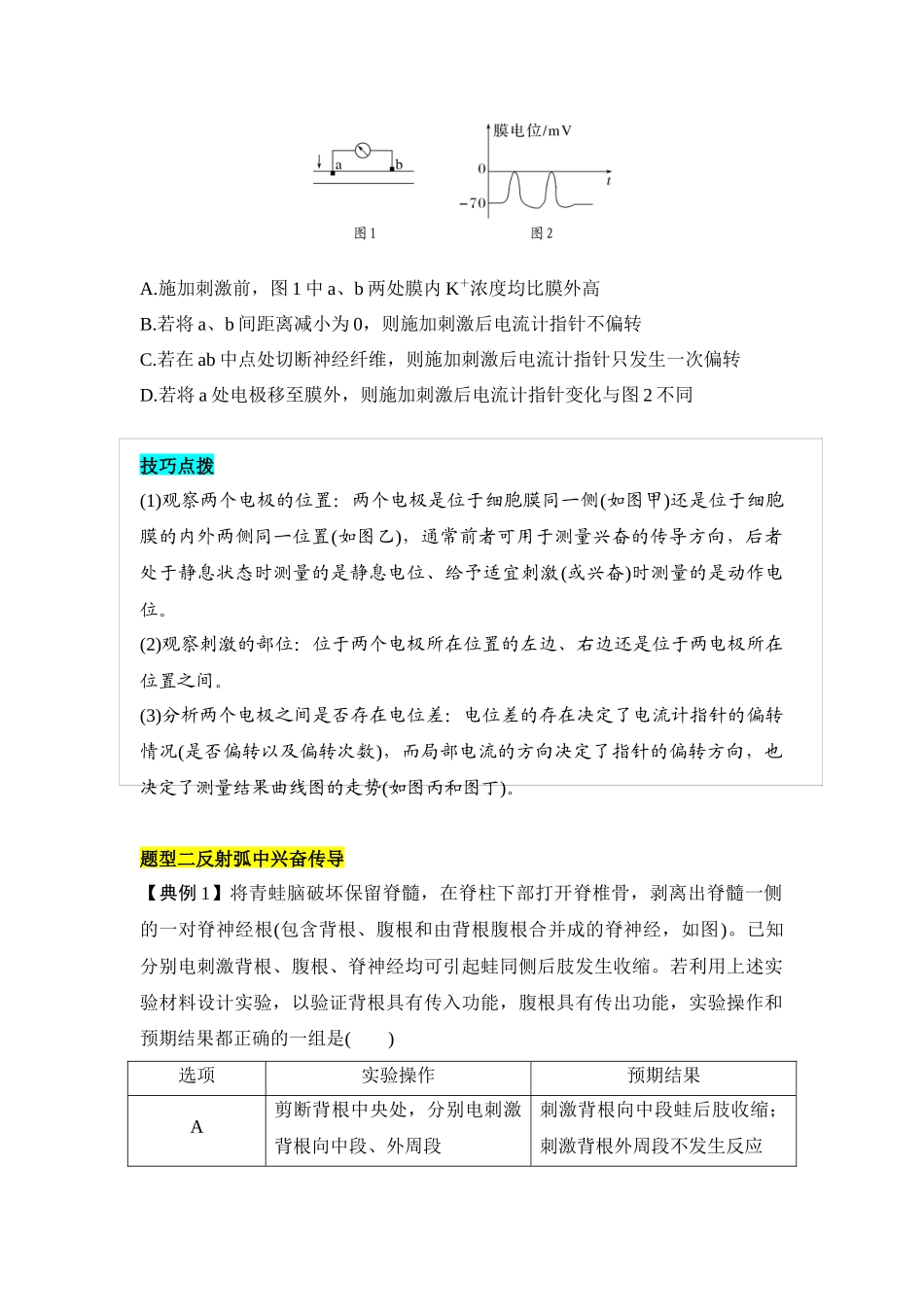 专题七 神经调节重难集训(原卷版).docx_第2页