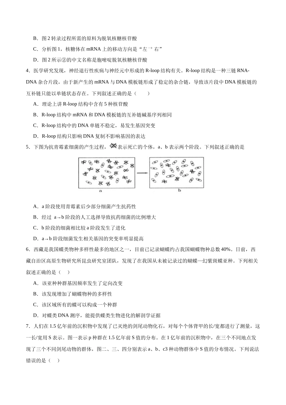 专题五 遗传的分子基础、变异和进化(测试)(原卷版).docx_第2页