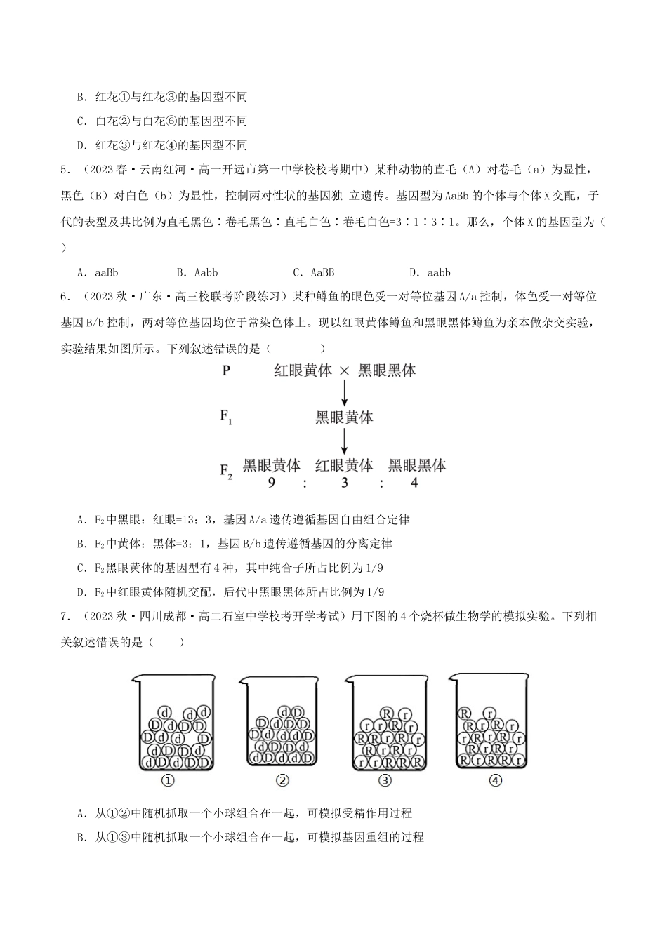专题综合练04 遗传规律及其应用 (原卷版).docx_第2页
