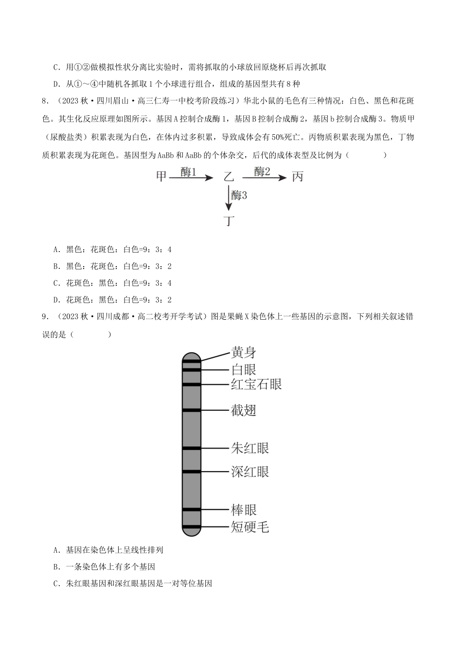 专题综合练04 遗传规律及其应用 (原卷版).docx_第3页