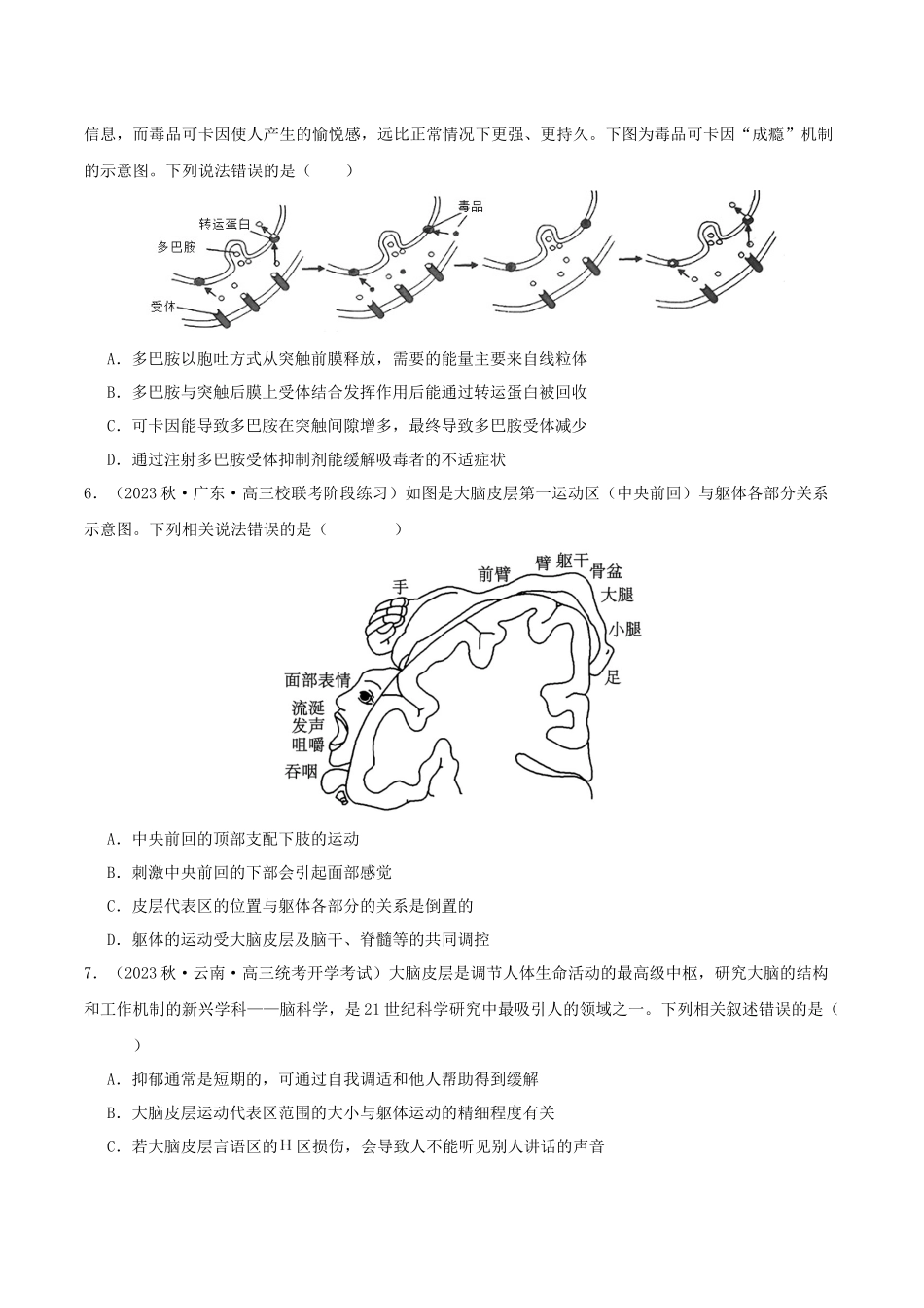专题综合练08 动物生命活动调节 (原卷版) .docx_第2页