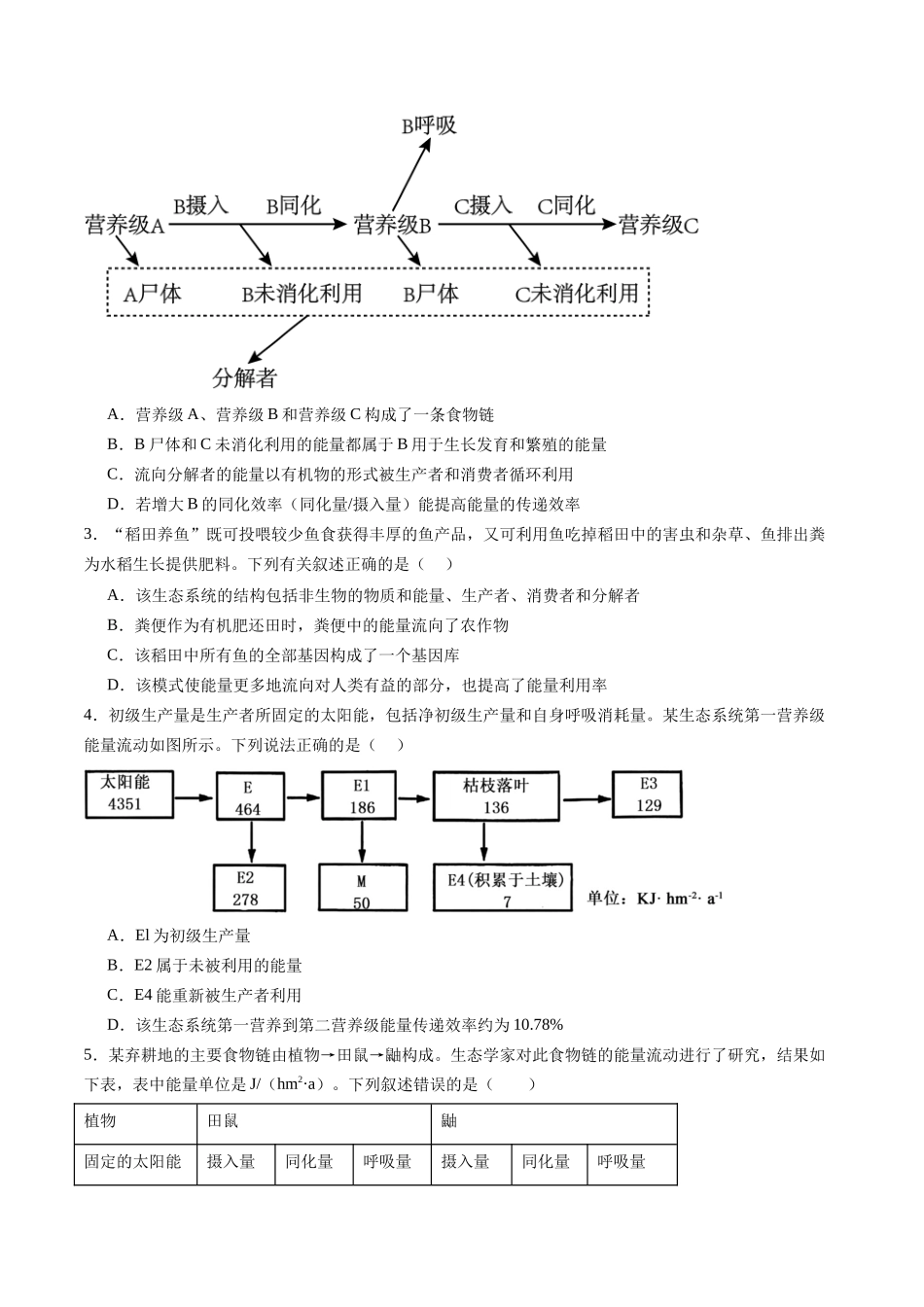 第32讲 生态系统的功能及其稳定性(专项训练)(黑吉辽蒙专用)(学生版).docx_第2页