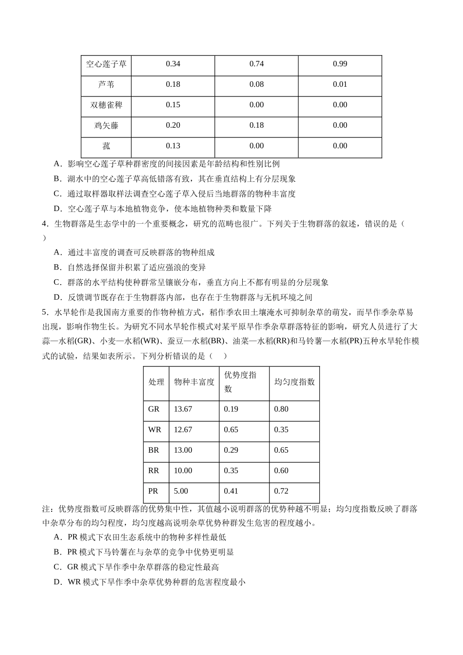第33讲 群落（专项训练）（四川专用）（学生版）.docx_第2页