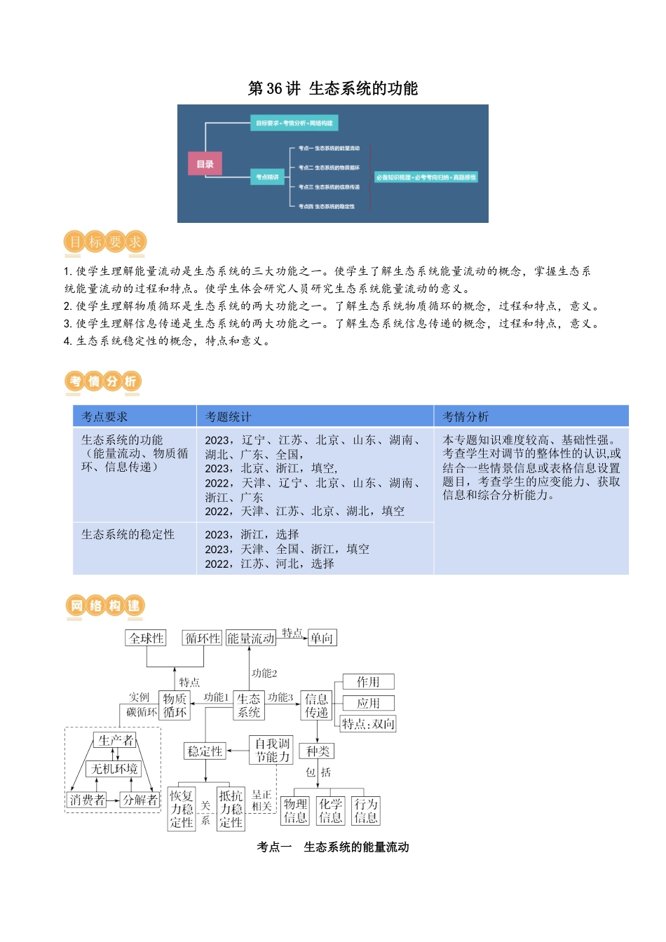 第36讲 生态系统的功能（讲义）（学生版）.docx_第1页