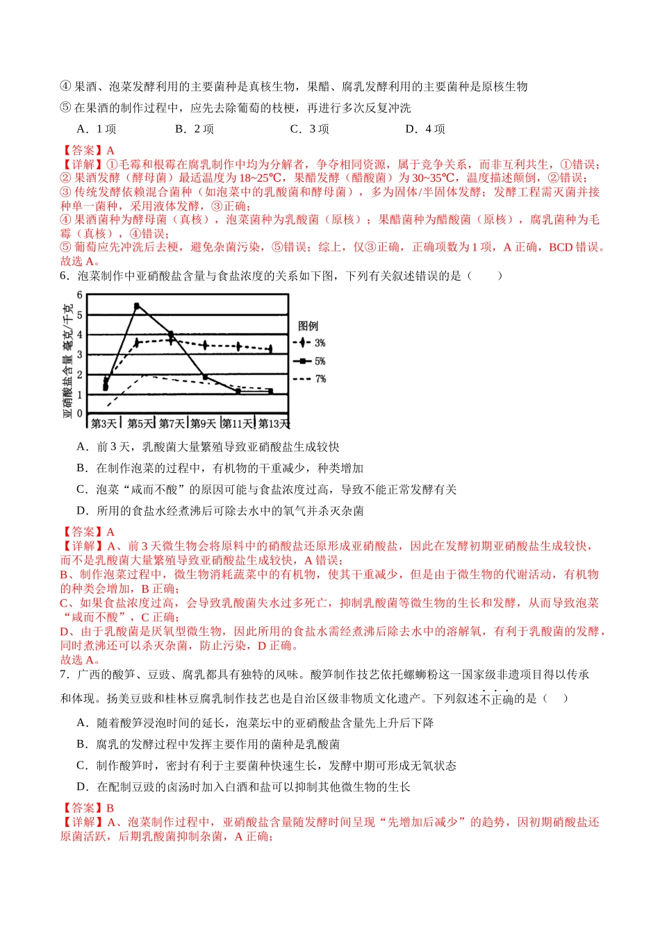 第37讲 传统发酵技术和发酵工程及其应用（专项训练）（教师版）.docx_第3页