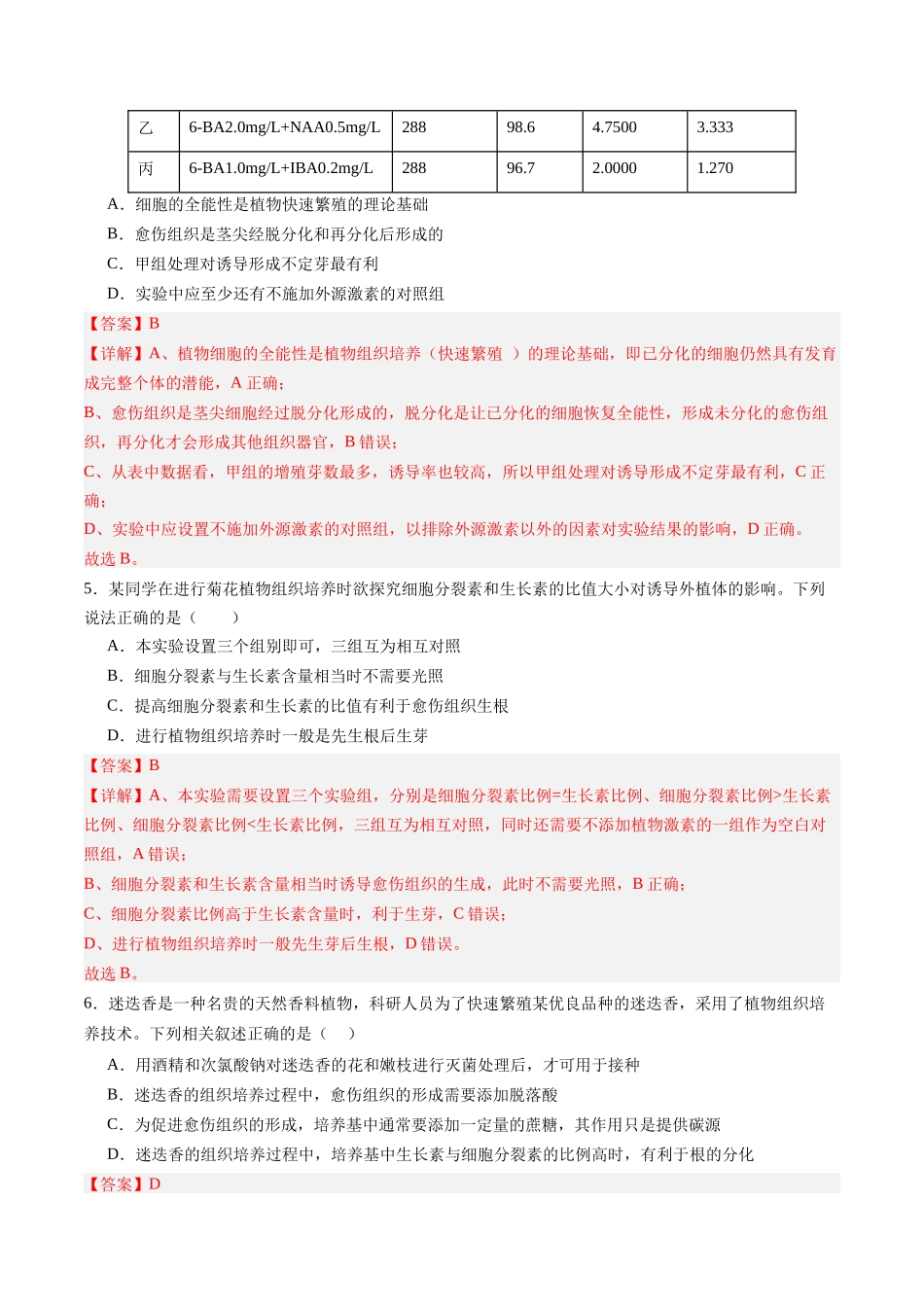 第39讲 植物细胞工程(专项训练)(四川专用)(教师版).docx_第3页