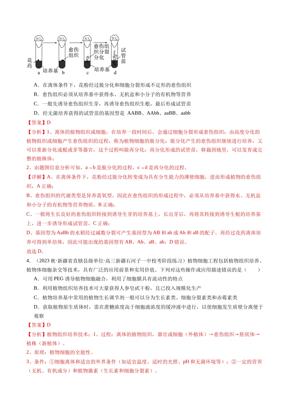 第40讲 植物细胞工程（练习）（解析版）.docx_第2页