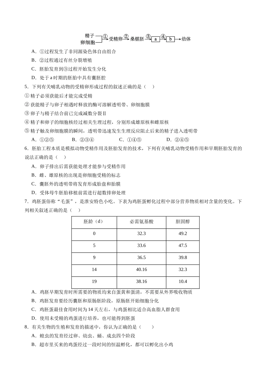 第41讲 胚胎工程（专项训练）（四川专用）（学生版）.docx_第2页