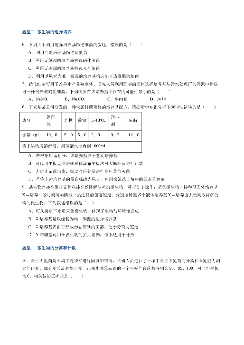 第41讲 微生物的培养技术和应用（专项训练）（福建专用）（学生版）  .docx_第3页