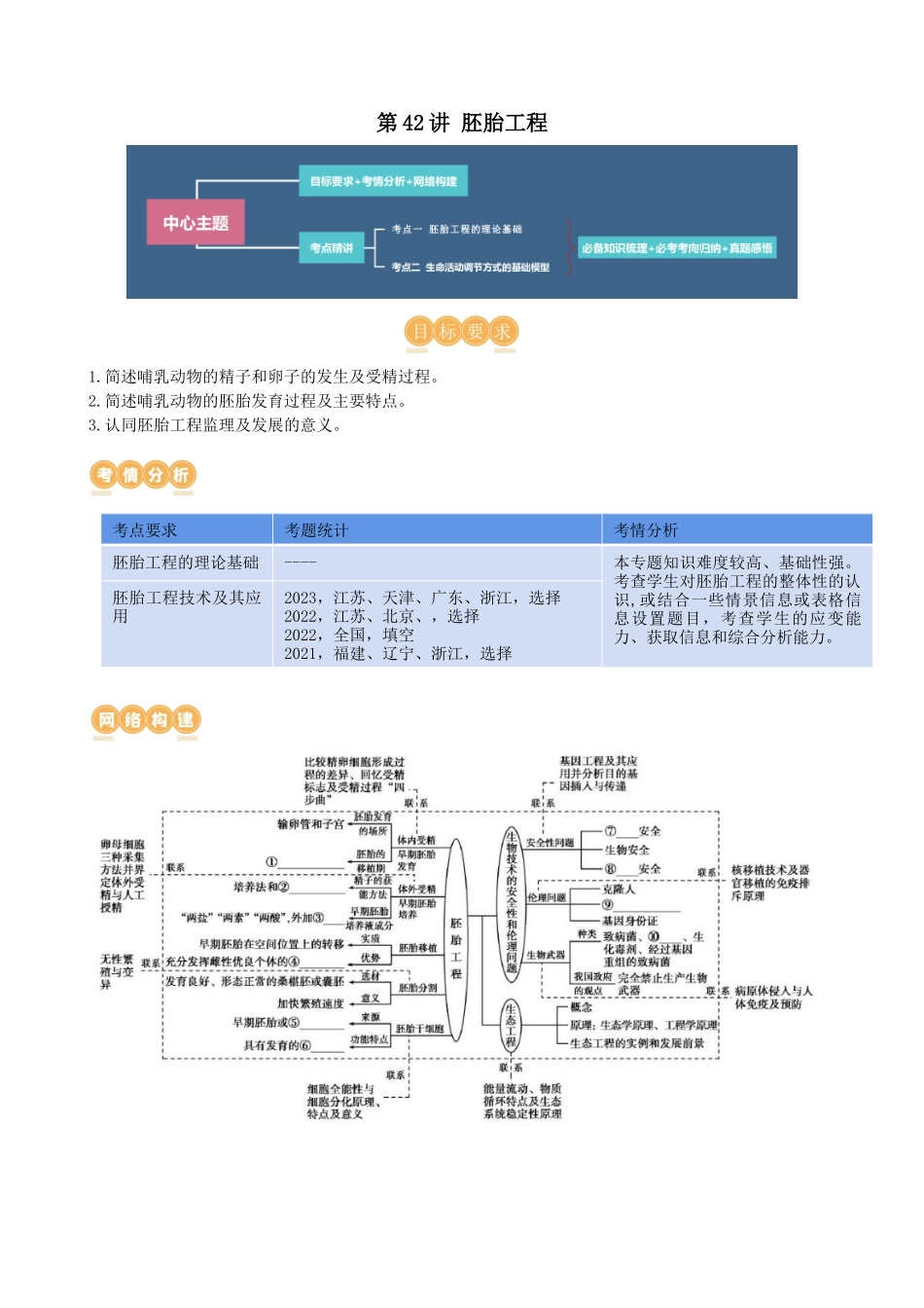 第42讲 胚胎工程(讲义)(教师版).docx_第1页