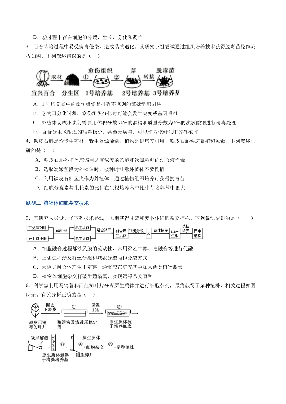 第42讲 植物细胞工程(专项训练)(福建专用)(学生版) .docx_第2页