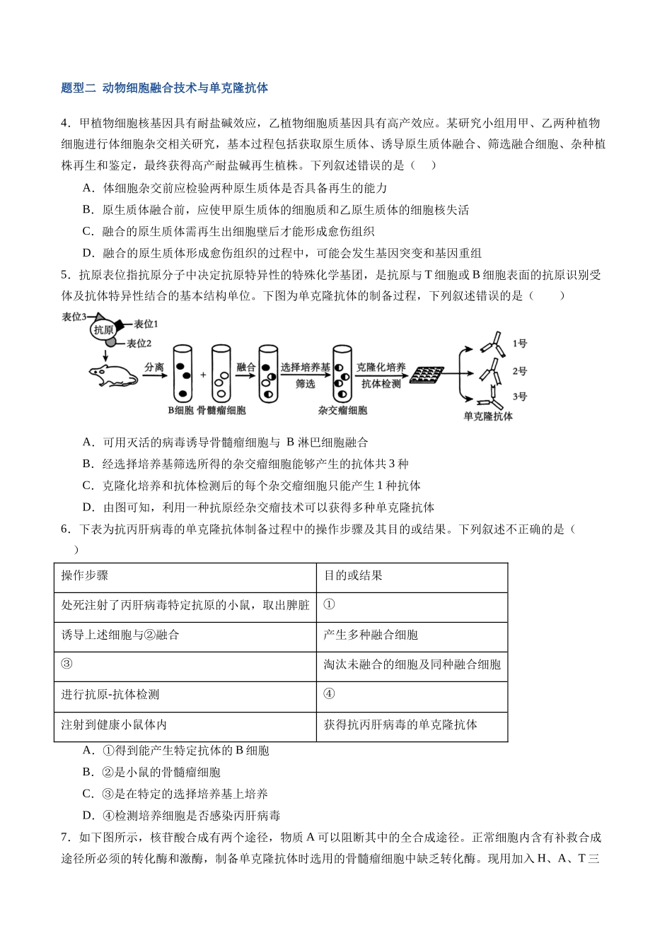 第43讲 动物细胞工程(专项训练)(福建专用)(学生版) .docx_第2页