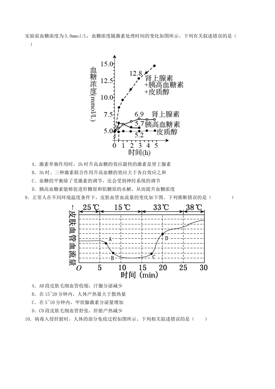 第八单元 稳态与调节(综合训练)(学生版)(全国通用).docx_第3页