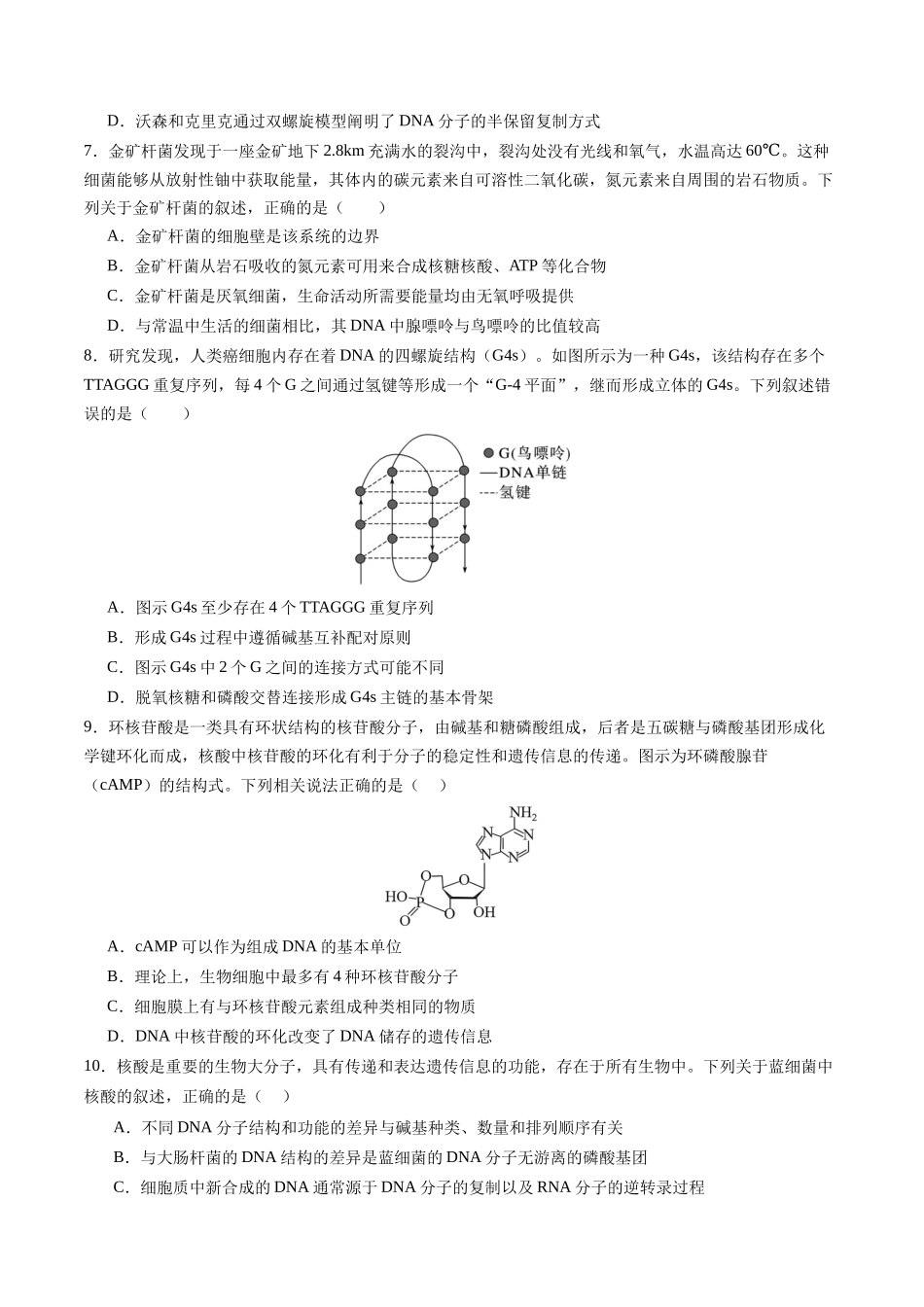第六单元 遗传的分子基础(综合训练)(四川专用)(学生版).docx_第2页