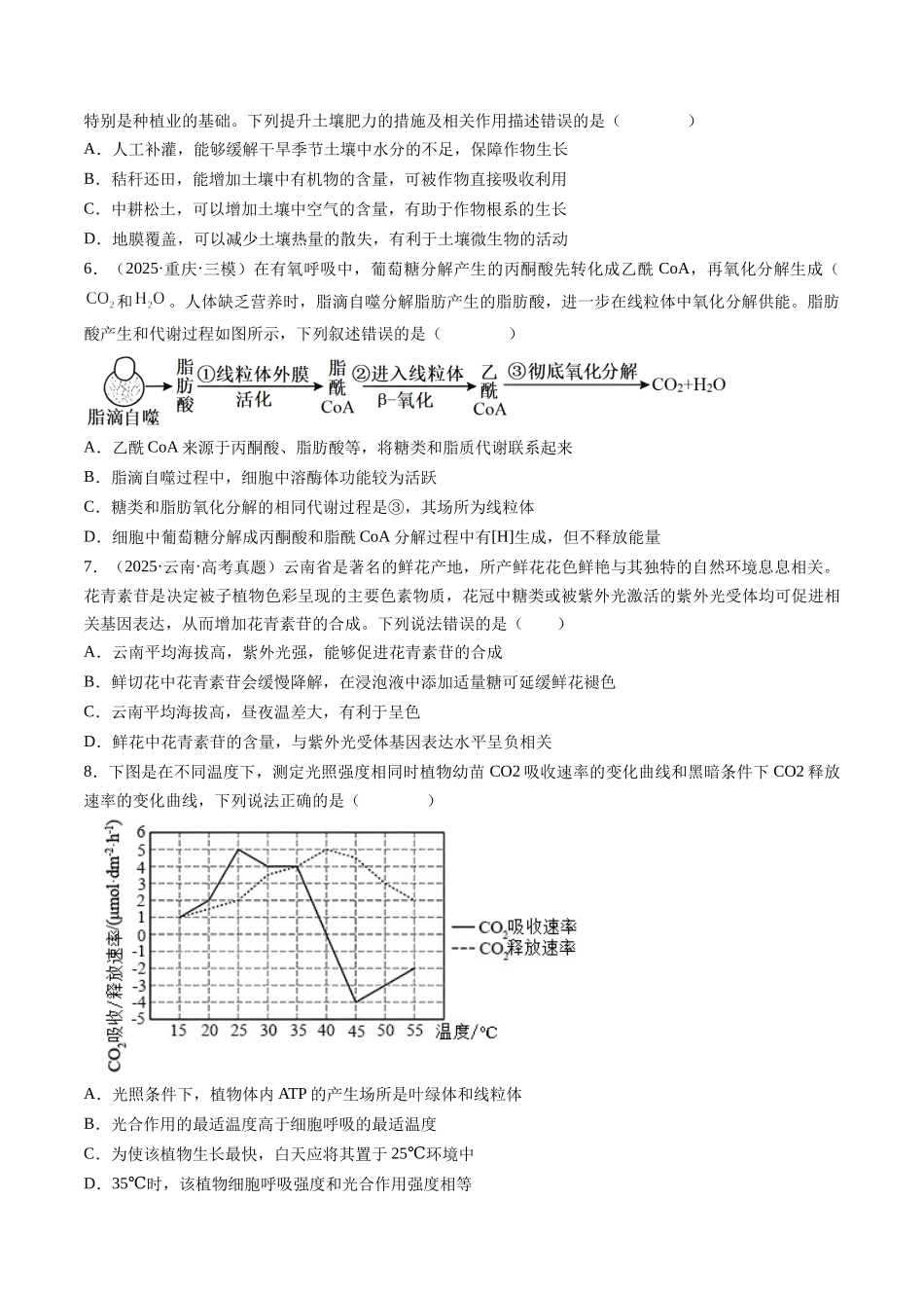 第三单元 细胞的能量供应和利用（综合训练）（湖南专用）（学生版）.docx_第2页