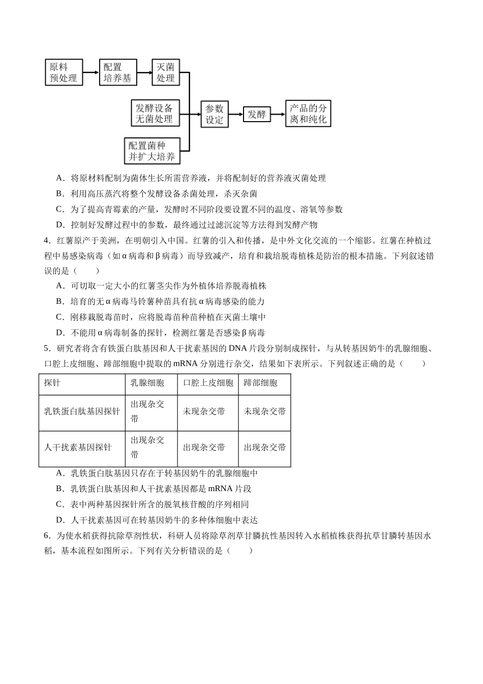 第十单元 生物技术与工程（测试）（学生版）.docx_第2页
