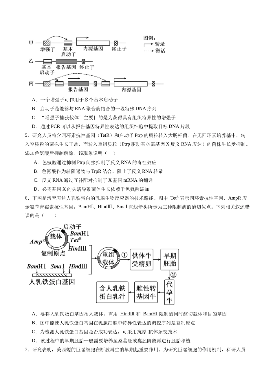 第十单元 生物技术与工程(综合训练)(福建专用) (学生版).docx_第2页