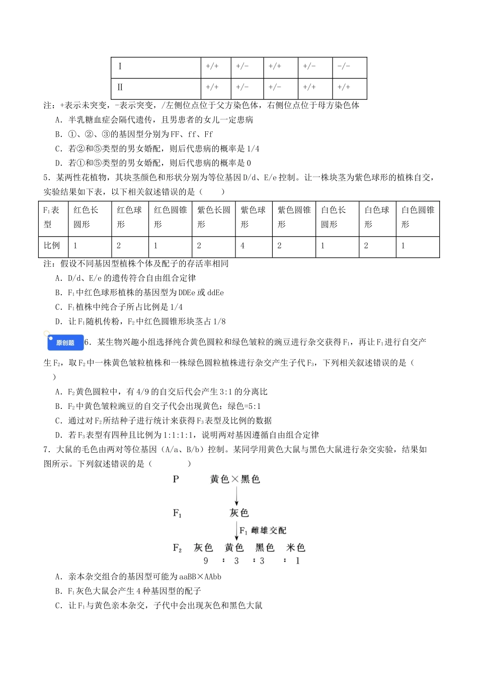 第五单元 基因的传递规律(综合训练)(学生版)(全国通用).docx_第2页