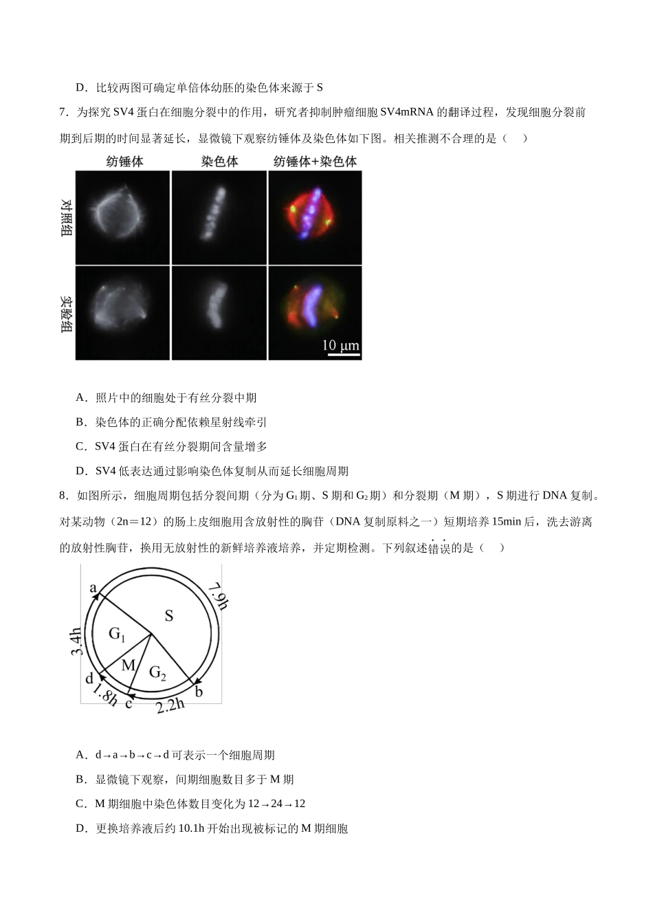 高考冲刺小卷4-细胞的生命历程知识点专题练习 (原卷版) .docx_第3页