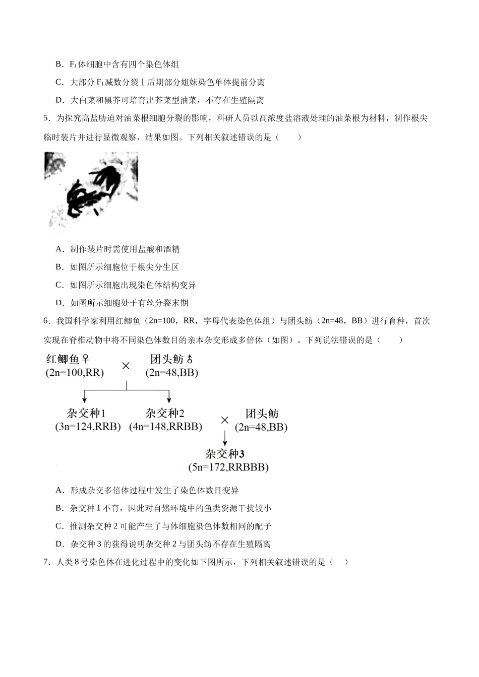 高考冲刺小卷7-生物的变异知识点专项练习(原卷版) .docx_第2页