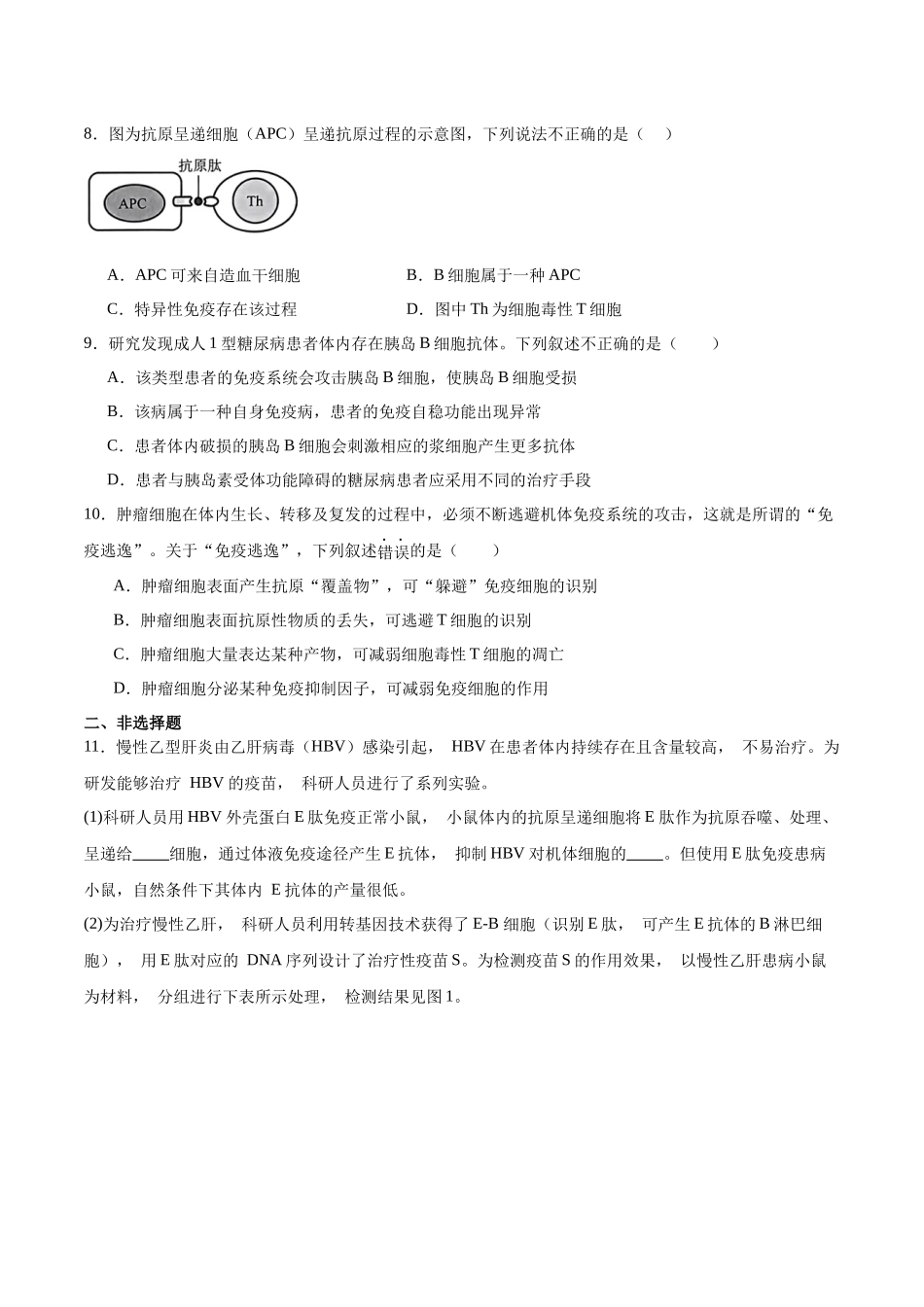 高考冲刺小卷11-免疫调节知识点专项练习(原卷版).docx_第3页