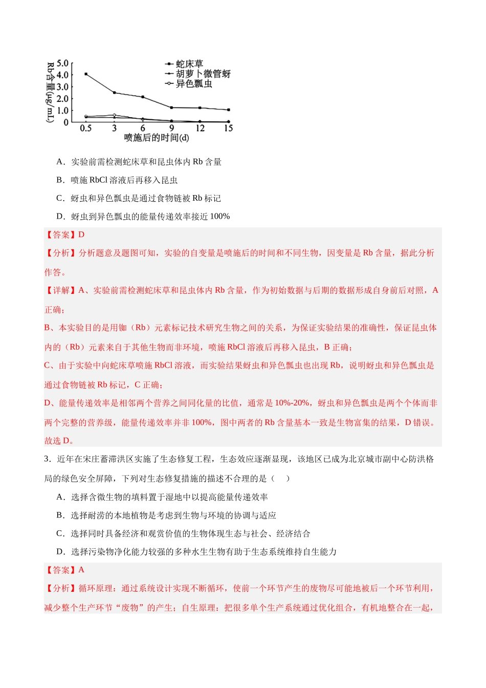 高考冲刺小卷14-生态系统及其稳定性(解析版) .docx_第2页