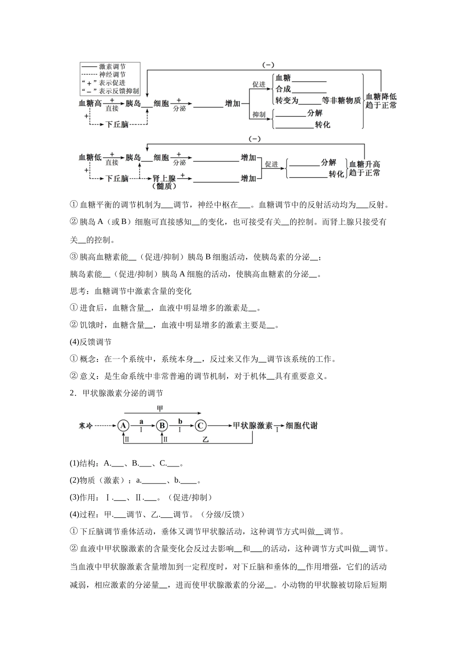 高中生物微专题-选必一知识填空-第3章 第2节 激素调节 的过程.docx_第2页